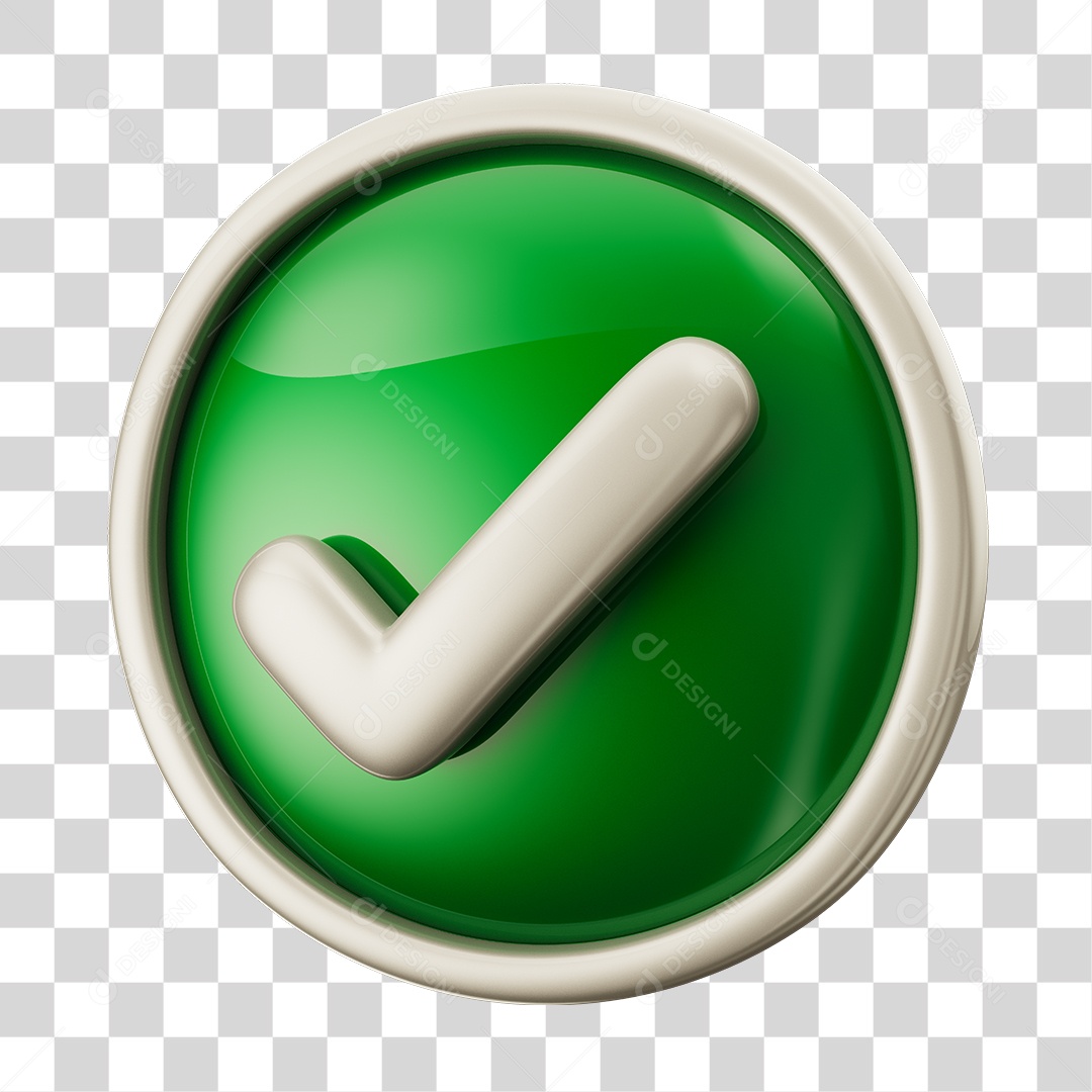 Sinal de Positivo Verificado Em Forma Circular Verde Elemento 3D PNG Transparente