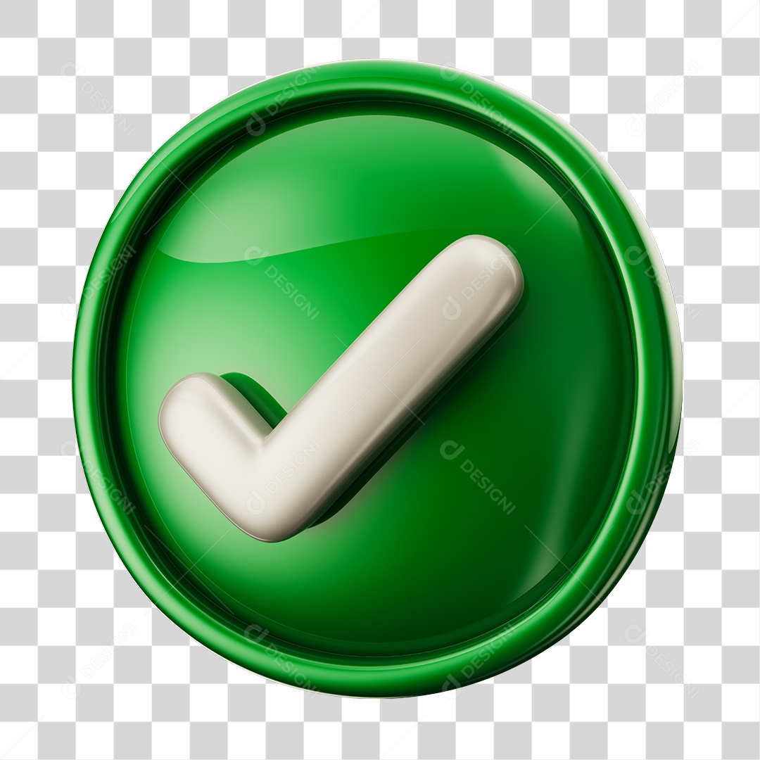 Sinal de Positivo Verificado Em Forma Circular Verde Elemento 3D PNG Transparente