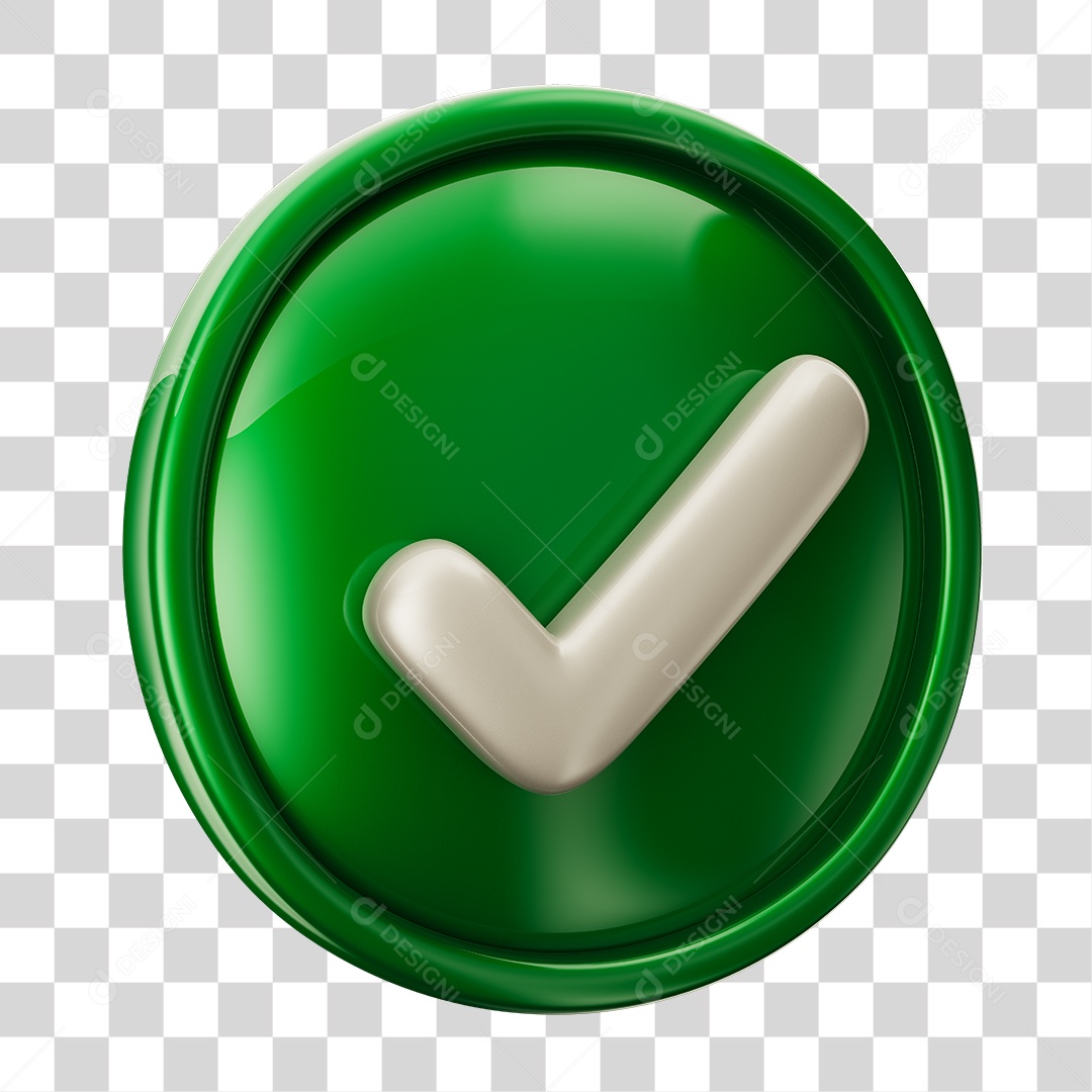 Sinal de Positivo Verificado Em Forma Circular Verde Elemento 3D PNG Transparente