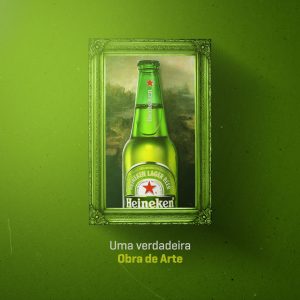 Social Media Bebidas Cerveja Heineken Uma Verdadeira Obra de Arte PSD Editável