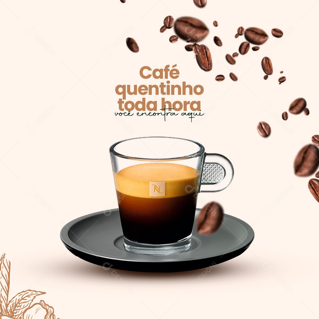 Social Media Cafeteria Café Quentinho Toda Hora PSD Editável