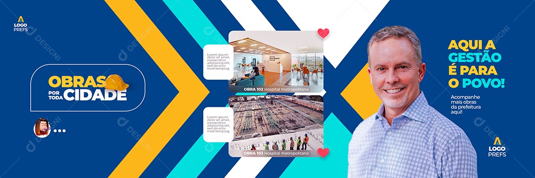 Carrosel Prefeitura Obras Por Toda Cidade Social Media PSD Editável