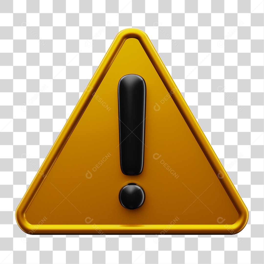 Placa de Interrogação Sinal de Alerta Amarelo Elemento 3D PNG Transparente