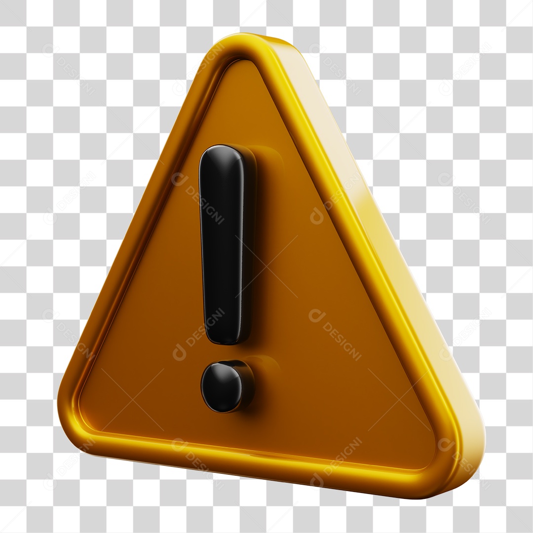 Placa de Interrogação Sinal de Alerta Amarelo Elemento 3D PNG Transparente