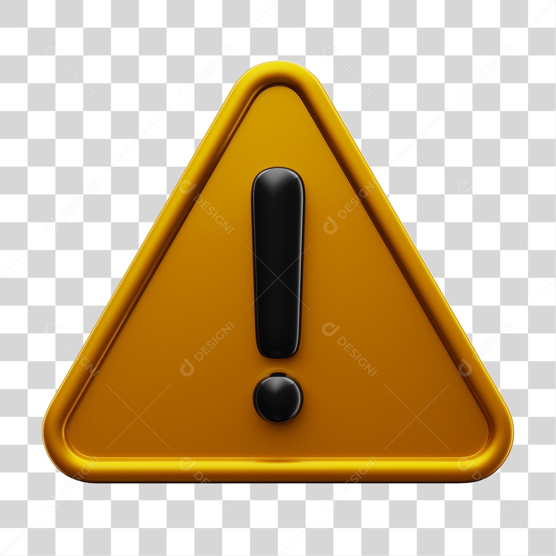 Placa de Interrogação Sinal de Alerta Amarelo Elemento 3D PNG Transparente