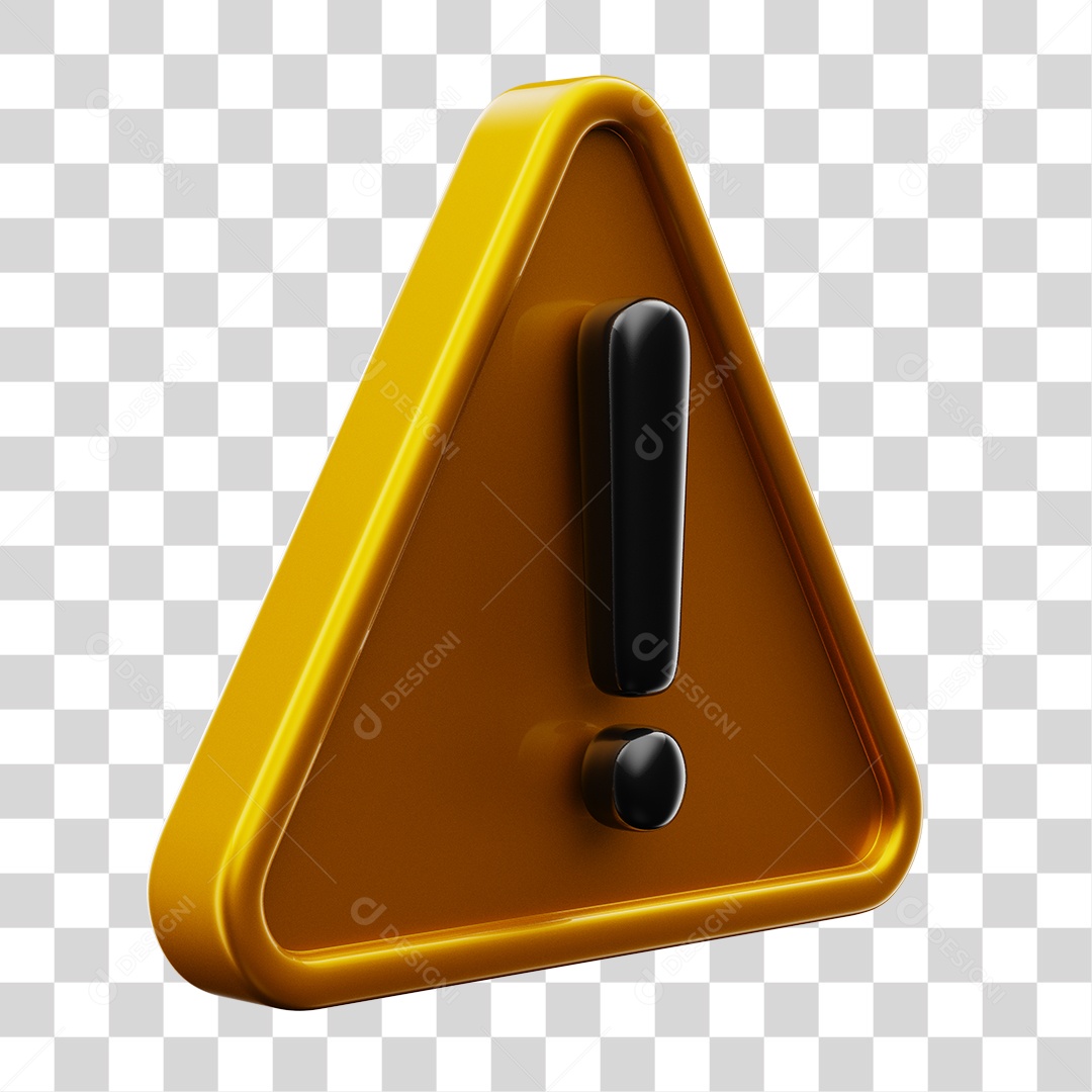 Placa de Interrogação Sinal de Alerta Amarelo  Elemento 3D PNG Transparente