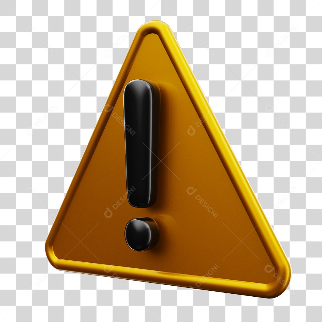 Placa de Interrogação Sinal de Alerta Amarelo Elemento 3D PNG Transparente