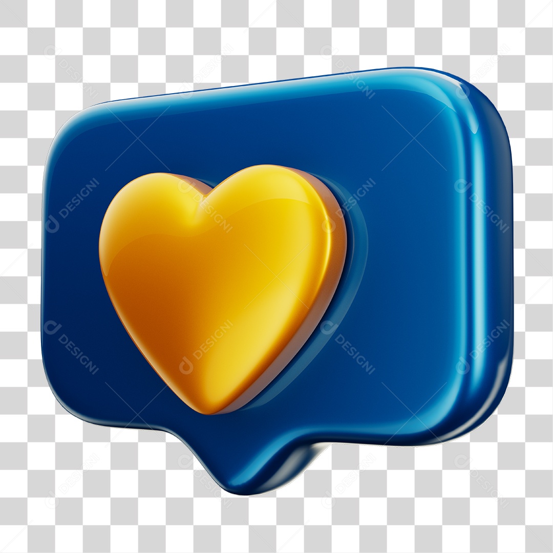 Emoji Amei Heart 3D Colors of the Flag of Brazil Blue and Yellow PNG Transparent