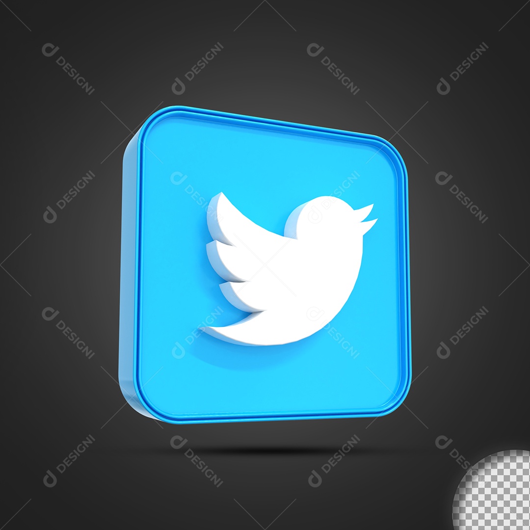 Elemento 3D Twitter Para Composição PSD