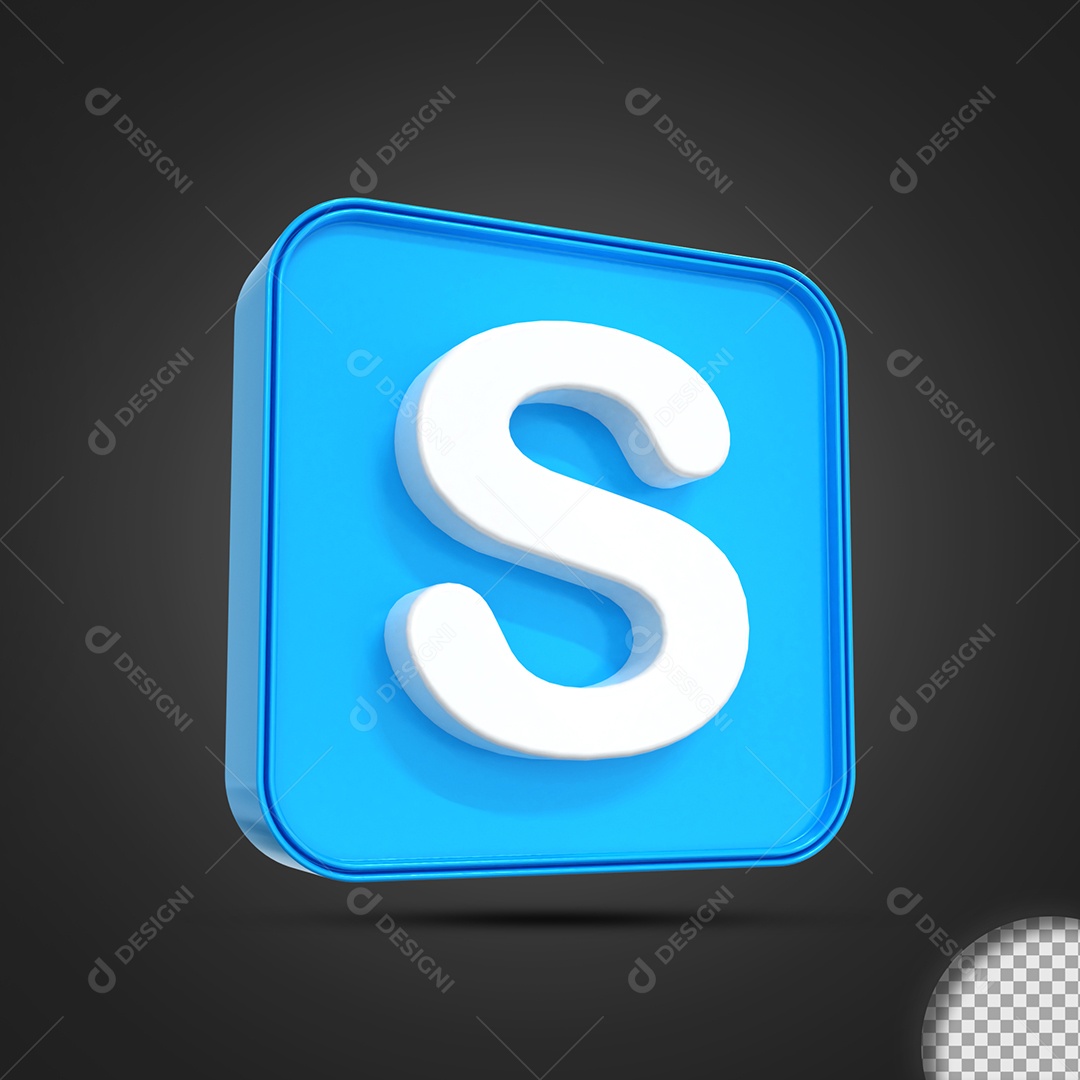 Elemento 3D Skype Para Composição PSD