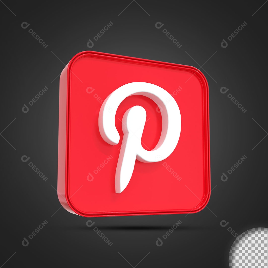 Elemento 3D Pinterest Para Composição PSD