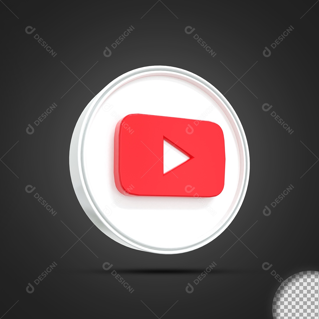 Youtube Ícone 3D Para Composição PSD