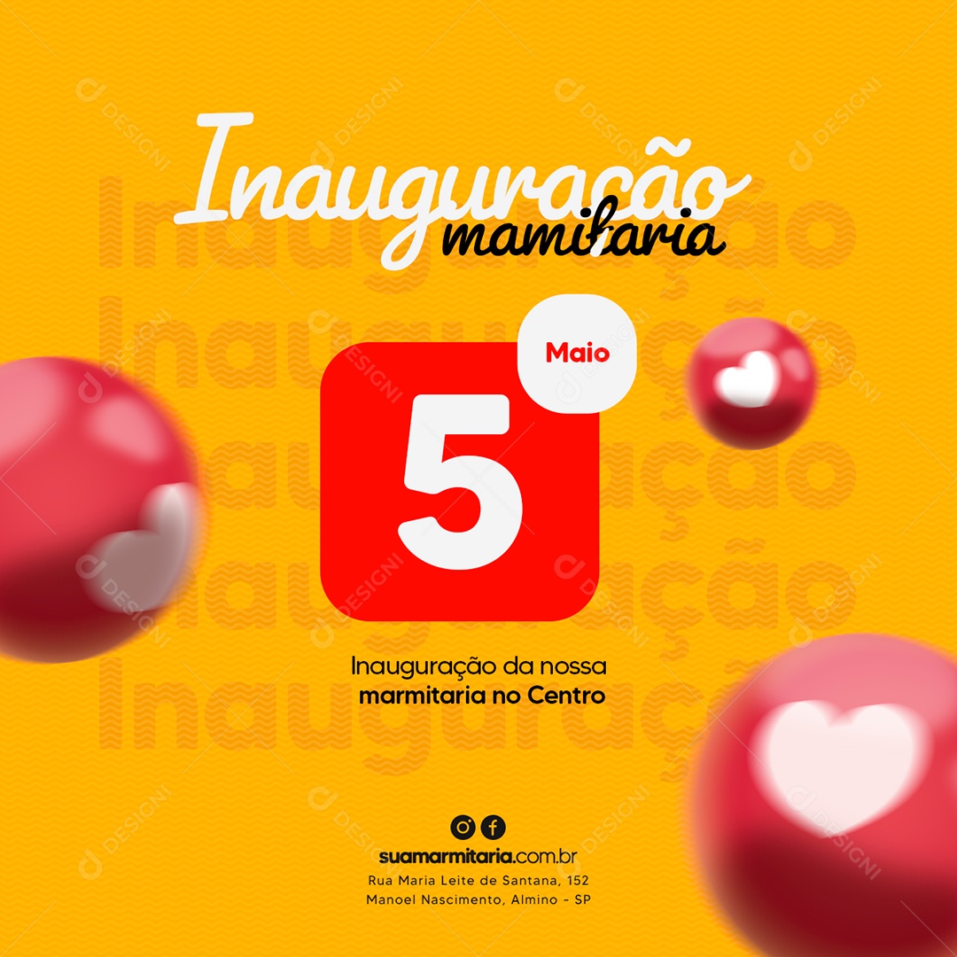 Inauguração da nossa Marmitaria no centro 5 de maio Social Media PSD Editável