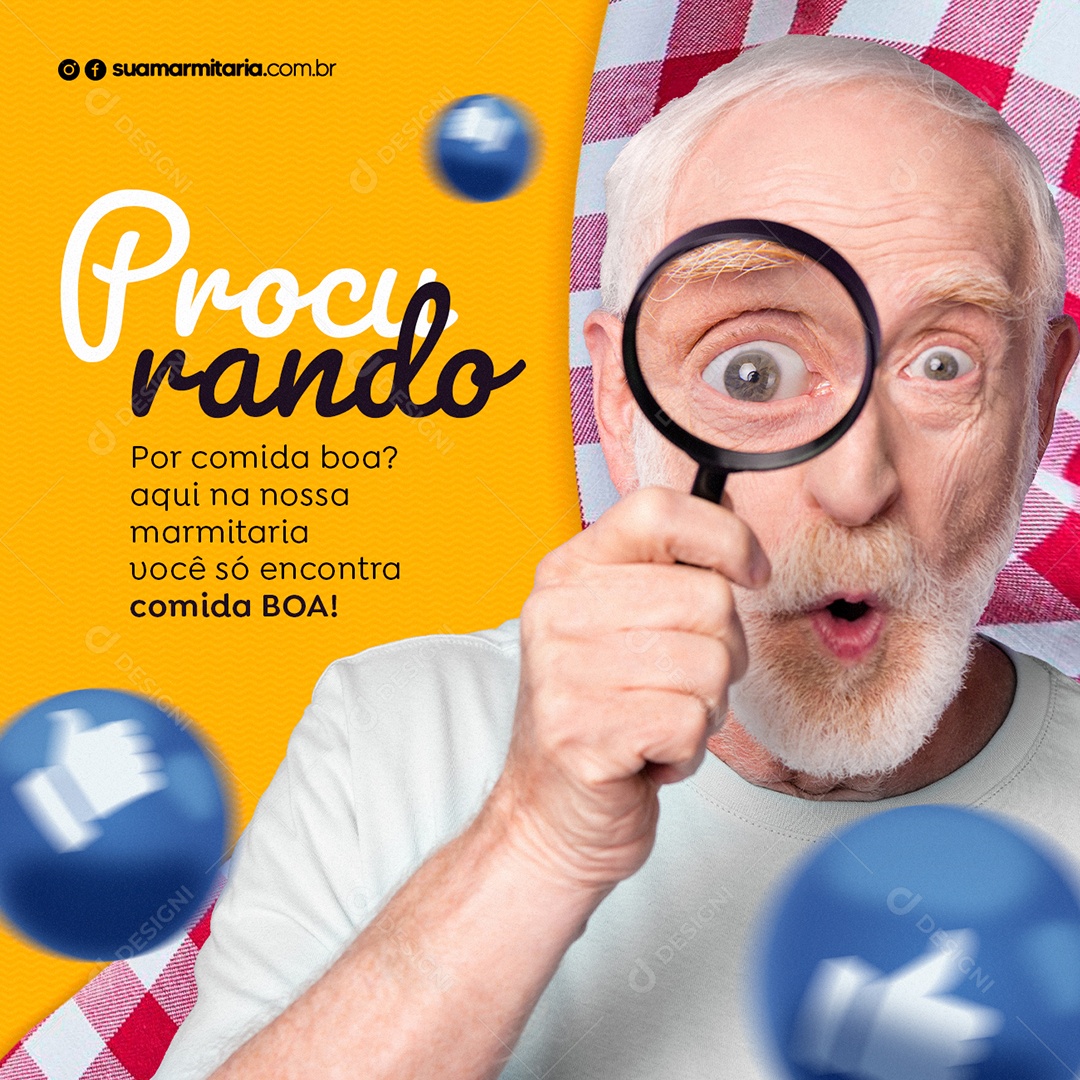 Procurando por comida boa aqui na nossa Marmitaria você encontra Social Media PSD Editável