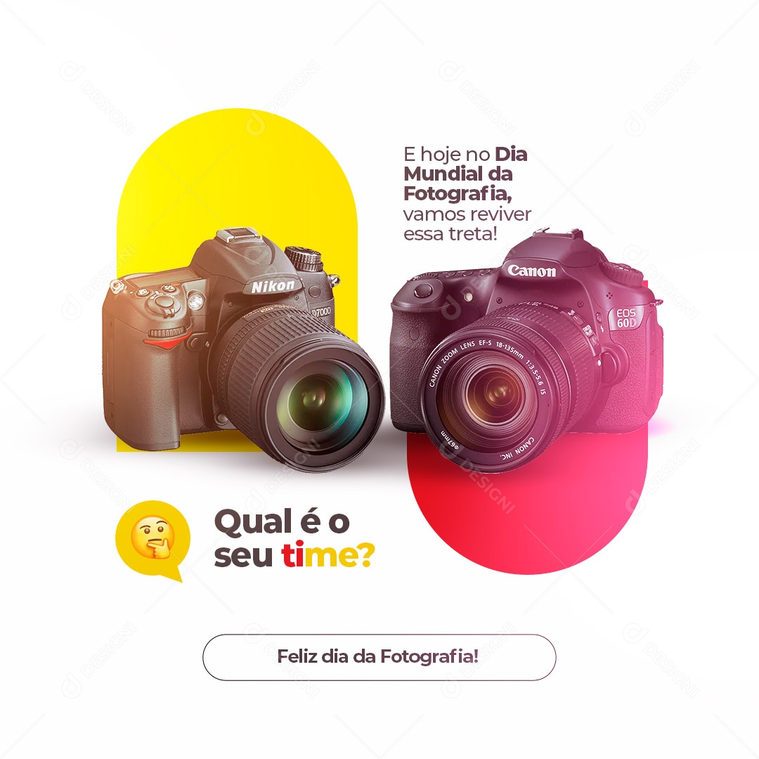 Dia Mundial da Fotografia Câmera Nikon ou Canon Social Media PSD Editável