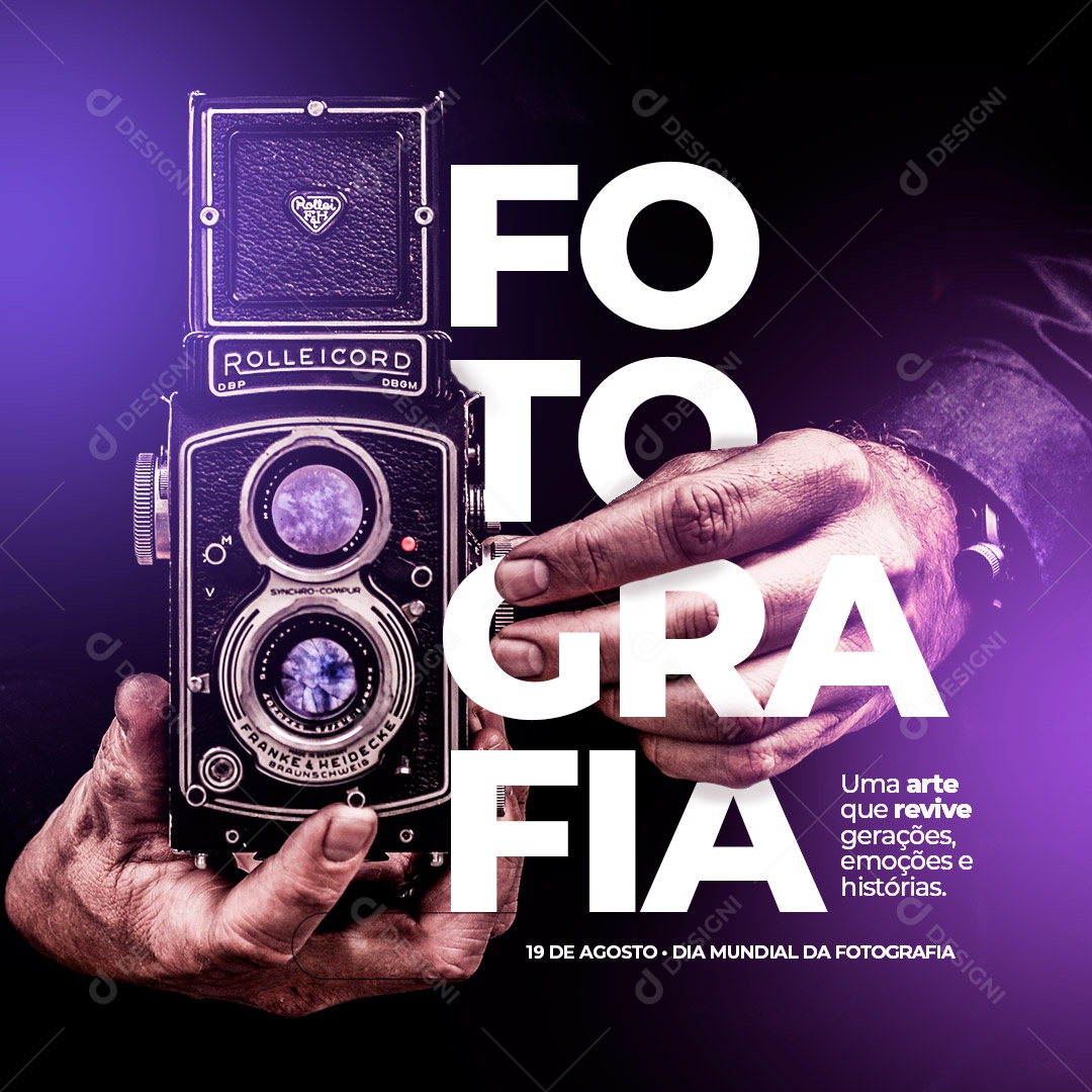 Dia Mundial da Fotografia 19 de Agosto Uma Arte que Revive Gerações Social Media PSD Editável
