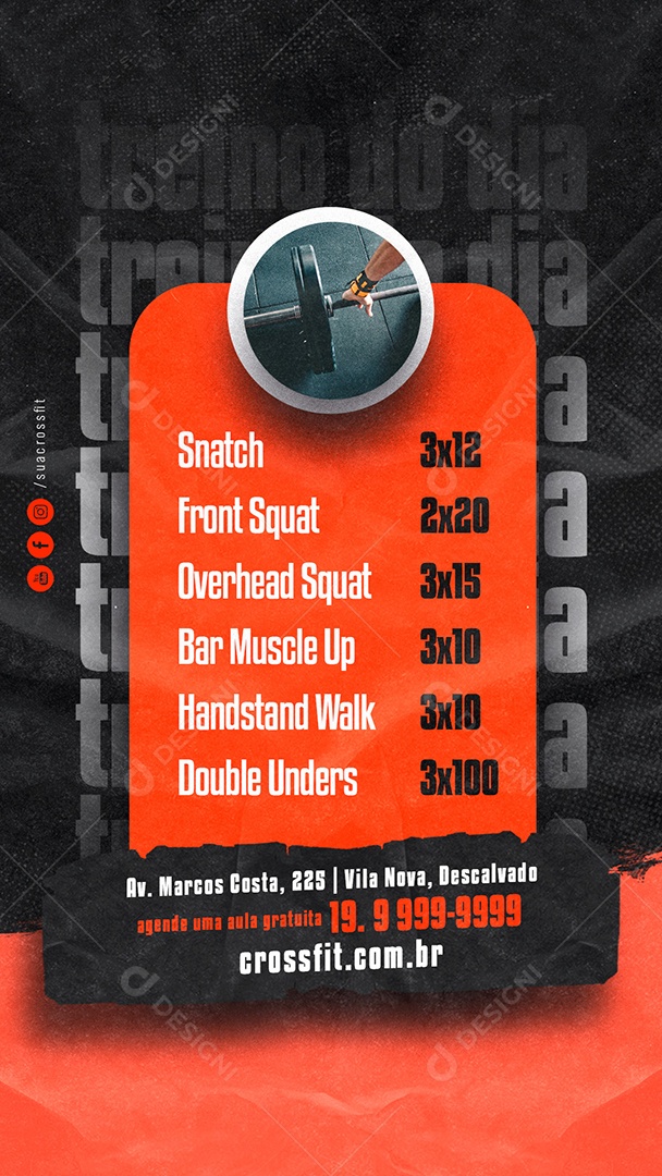 Story Treino do dia Academia Crossfit Social Media PSD Editável