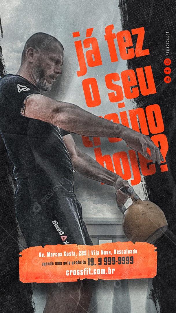 Story Já fez o seu treino hoje Academia Crossfit Social Media PSD Editável