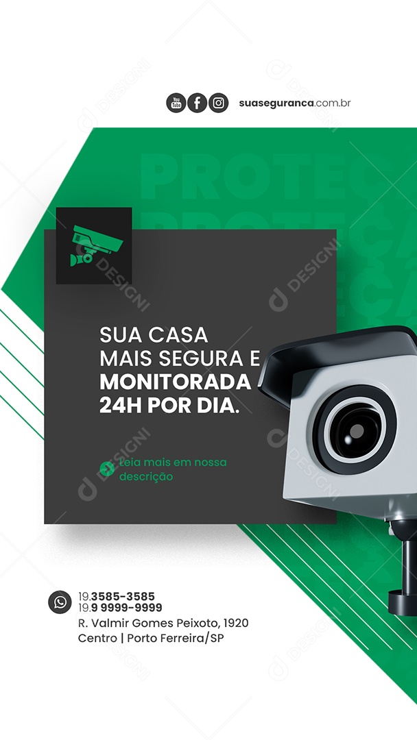 Story Sua casa mais segura e monitorada 24h por dia Segurança Eletrônica Social media PSD Editável