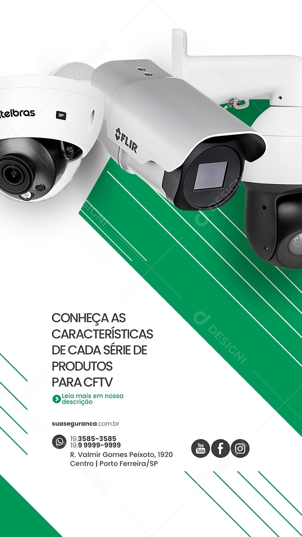 Story Conheça as características de cada série Segurança Eletrônica Social Media PSD Editável