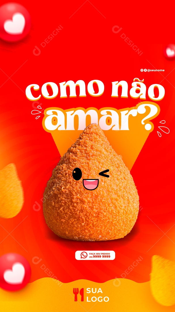 Como Não Amar Coxinha Deliciosa Social Media PSD Editável