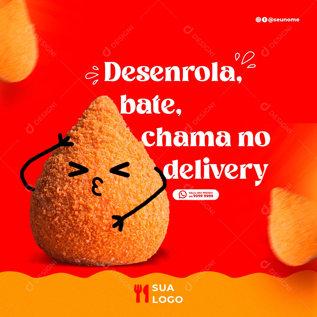 Desenrola Bate E Chama No Delivery Social Media PSD Editável