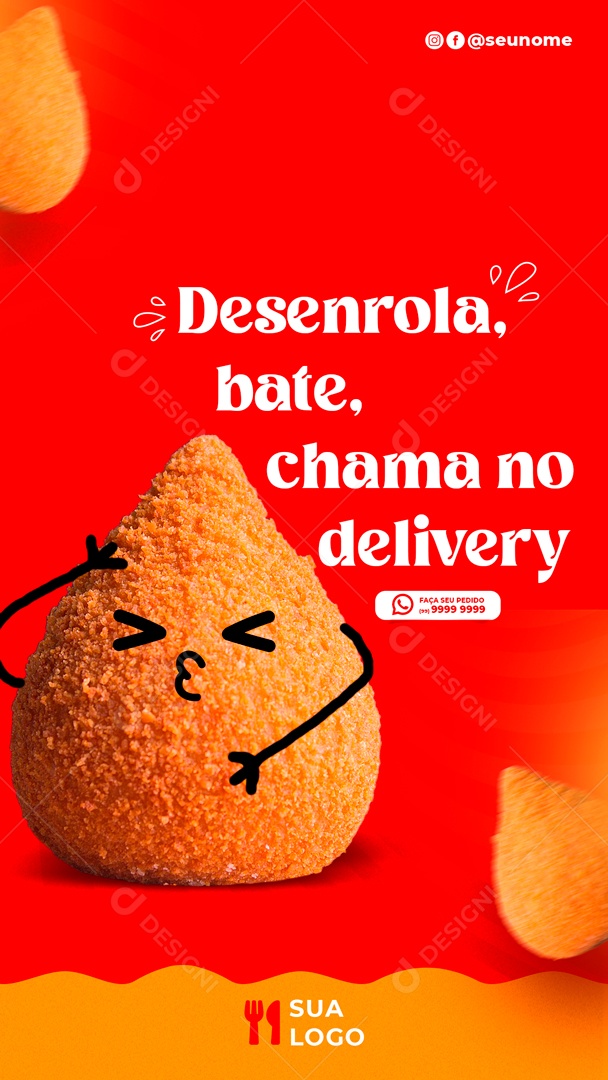 Desenrola Bate E Chama No Delivery Social Media PSD Editável