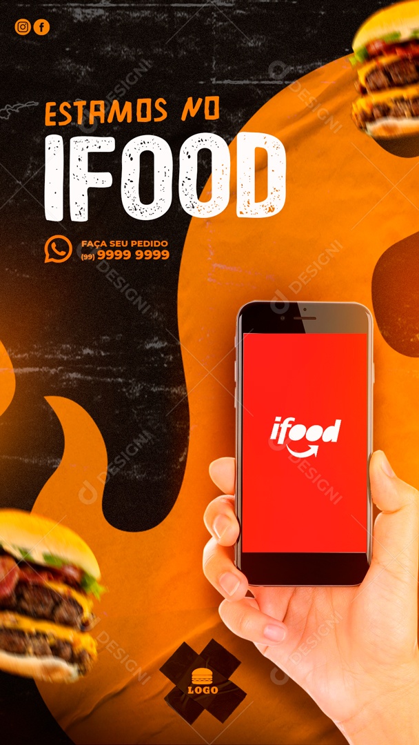 Estamos No Ifood Chama No Delivery Social Media PSD Editável
