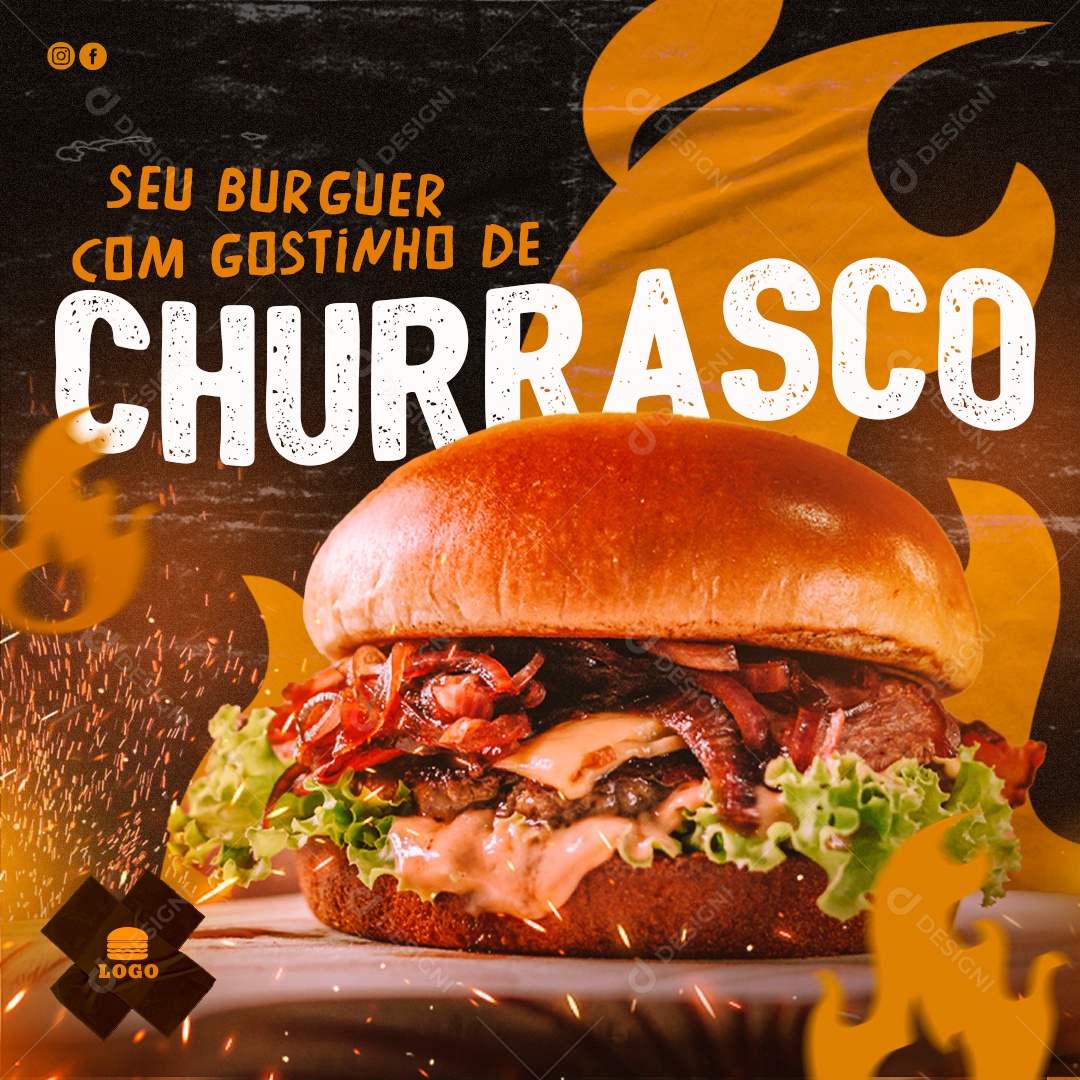 Seu Burguer Com Gostinho De Churrasco Social Media PSD Editável