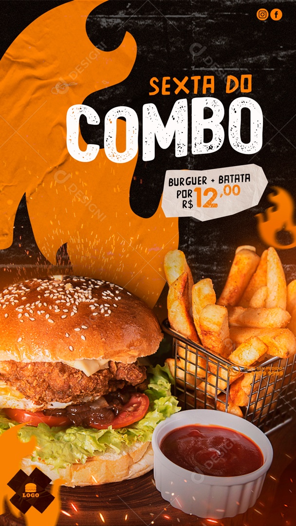 Sexta Do Combo Hamburger e Batata Social Media PSD Editável