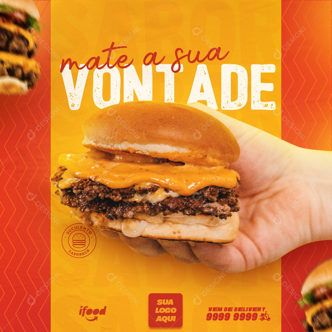Mate a Sua Vontade Com Nosso Hamburger Social Media PSD Editável