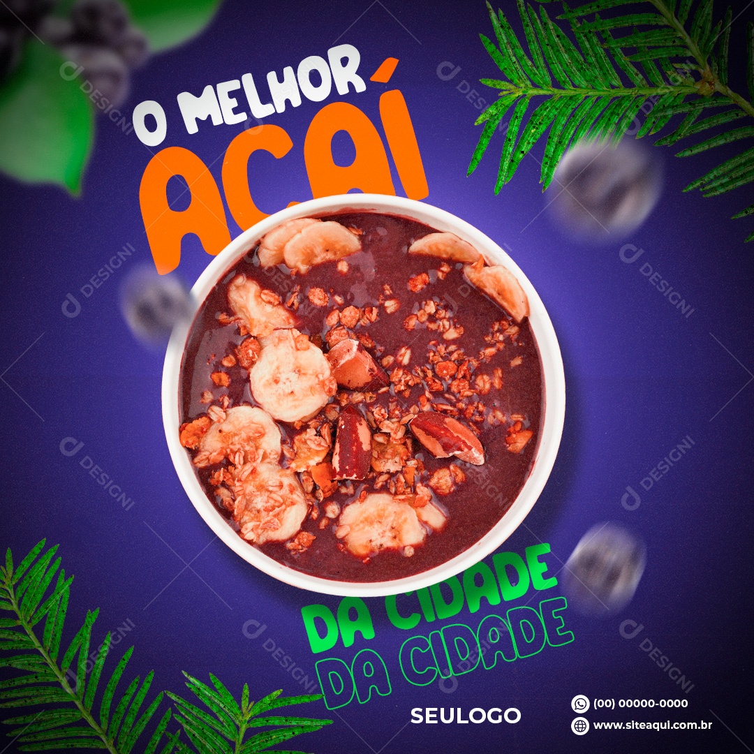 O Melhor Açaí DA Cidade Social Media PSD Editável