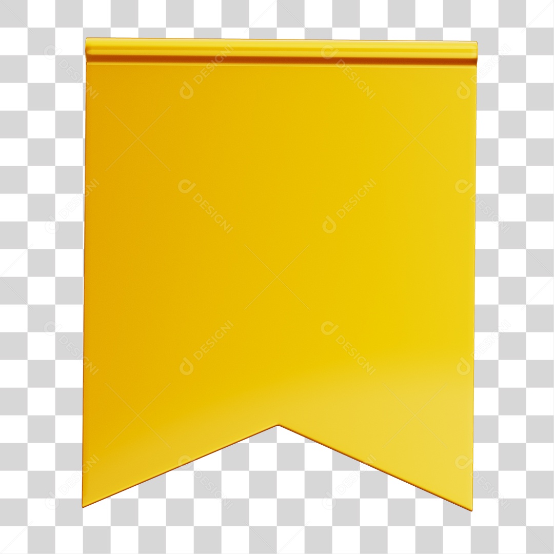 Bandeirola Amarela Elemento 3D Para Composição PNG Transparente