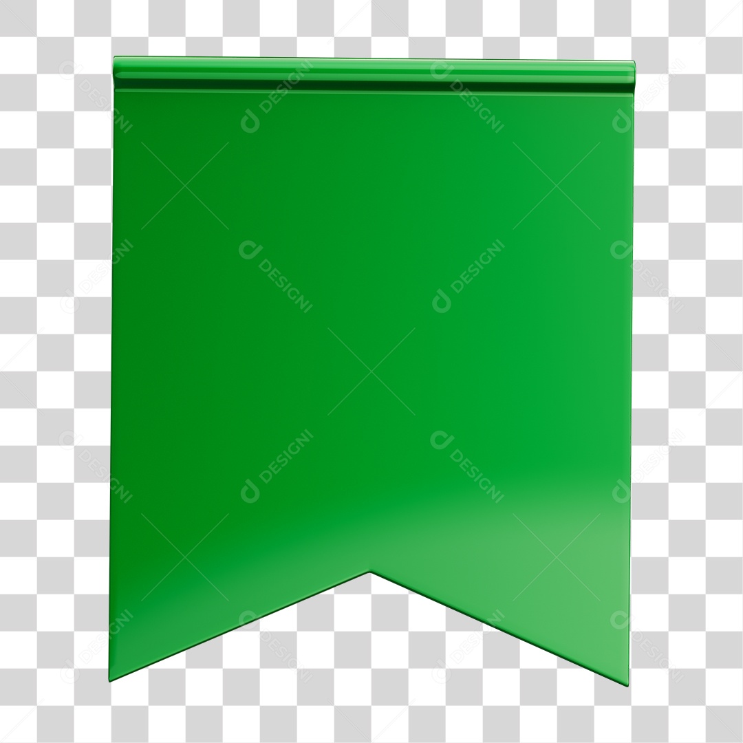 Bandeirola Verde Elemento 3D Para Composição PNG Transparente