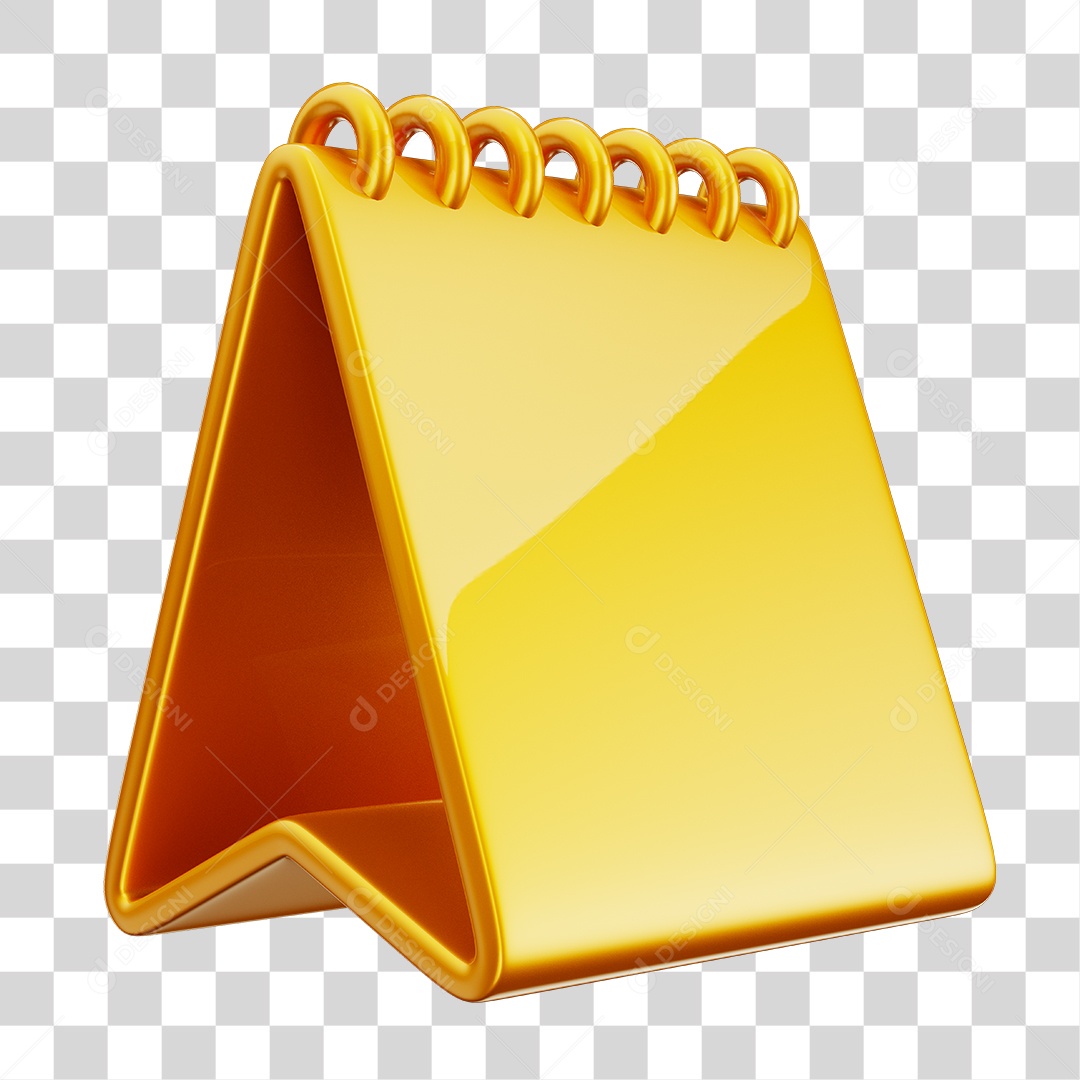Calendário Amarelo Cores da Bandeira Brasileira Elemento 3D Para Composição PNG Transparente