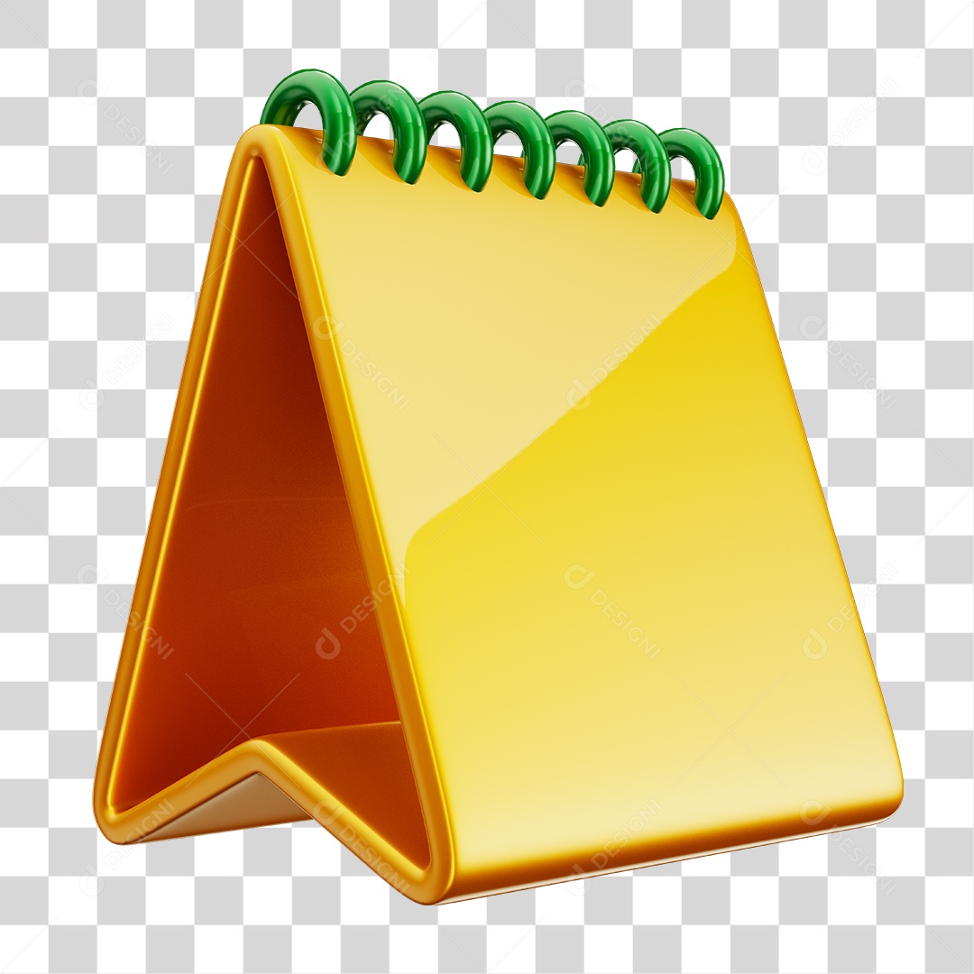 Calendário Verde e Amarelo Cores da Bandeira Brasileira Elemento 3D Para Composição PNG Transparente