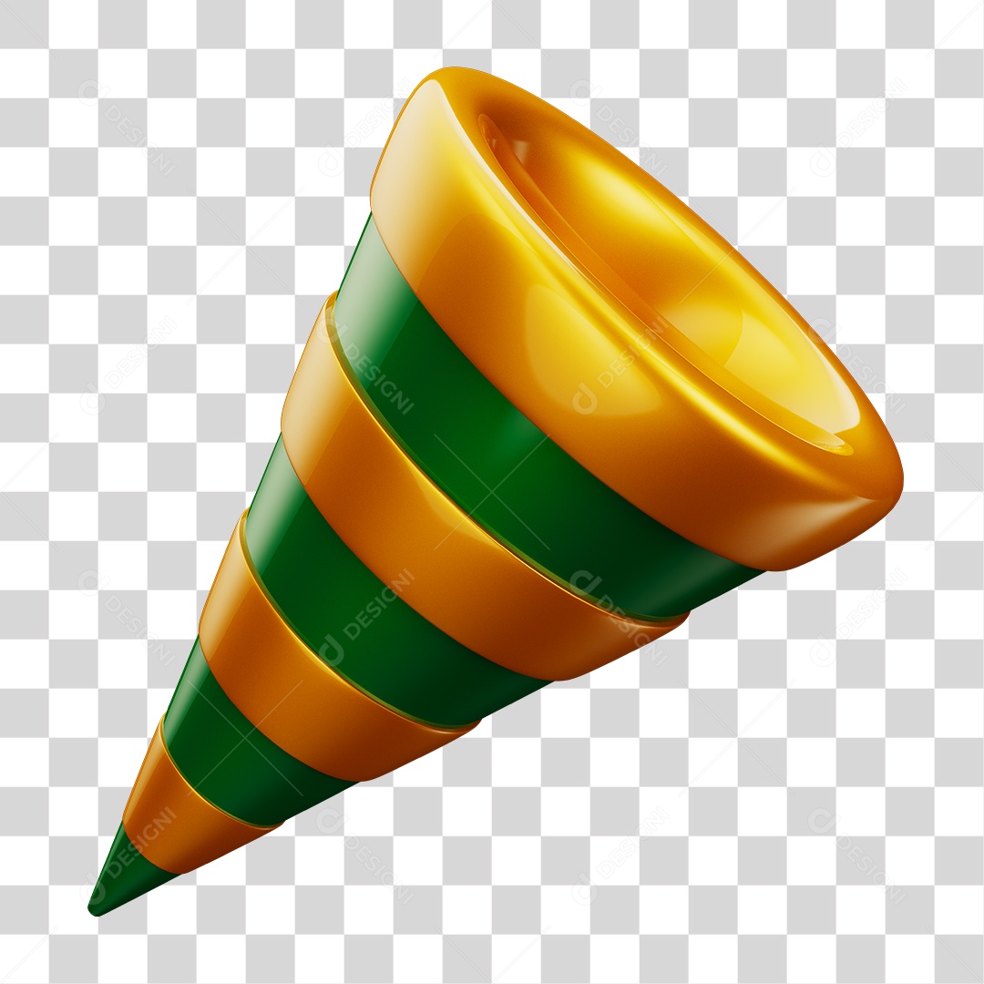 Chapéu de Festa Com às Cores da Bandeira Brasileira Verde Amarelo Elemento 3D PNG Transparente