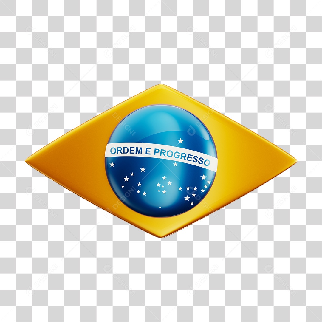 Bandeira de Brasil Elemento 3D Para Composição PNG Transparente