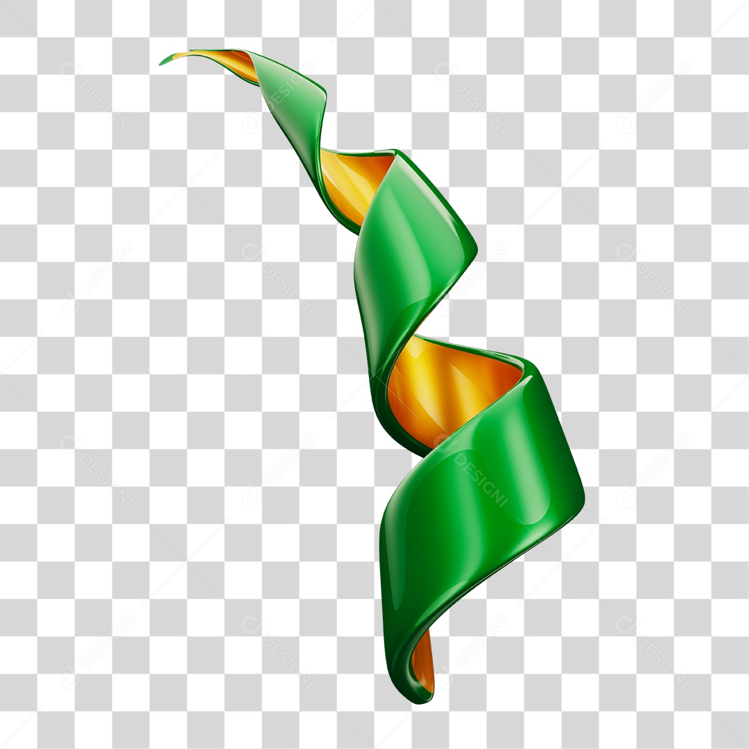 Enfeites de Festa Fitilho Serpetina Com Cores da Bandeira Brasileira Verde e Amarelo Elemento 3D PNG