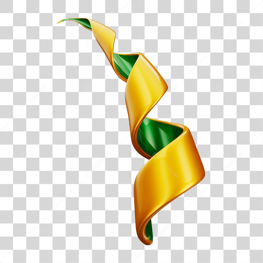 Enfeites de Festa Fitilho Serpetina Com Cores da Bandeira Brasileira Verde e Amarelo Elemento 3D PNG
