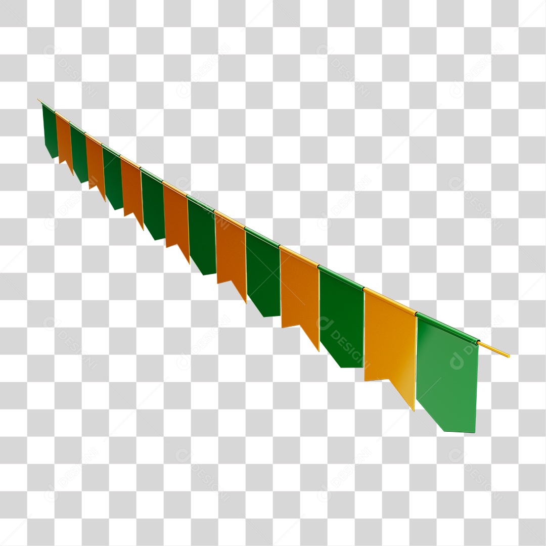 Bandeirola 3D Cores da Bandeira Brasileira Verde e Amarelo PNG Transparente