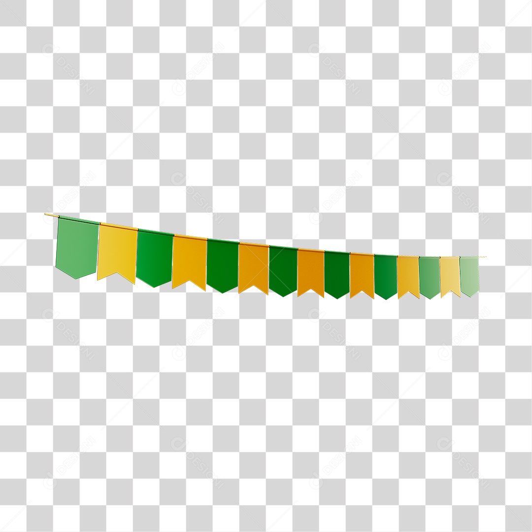 Bandeirola 3D Cores da Bandeira Brasileira Verde e Amarelo PNG Transparente