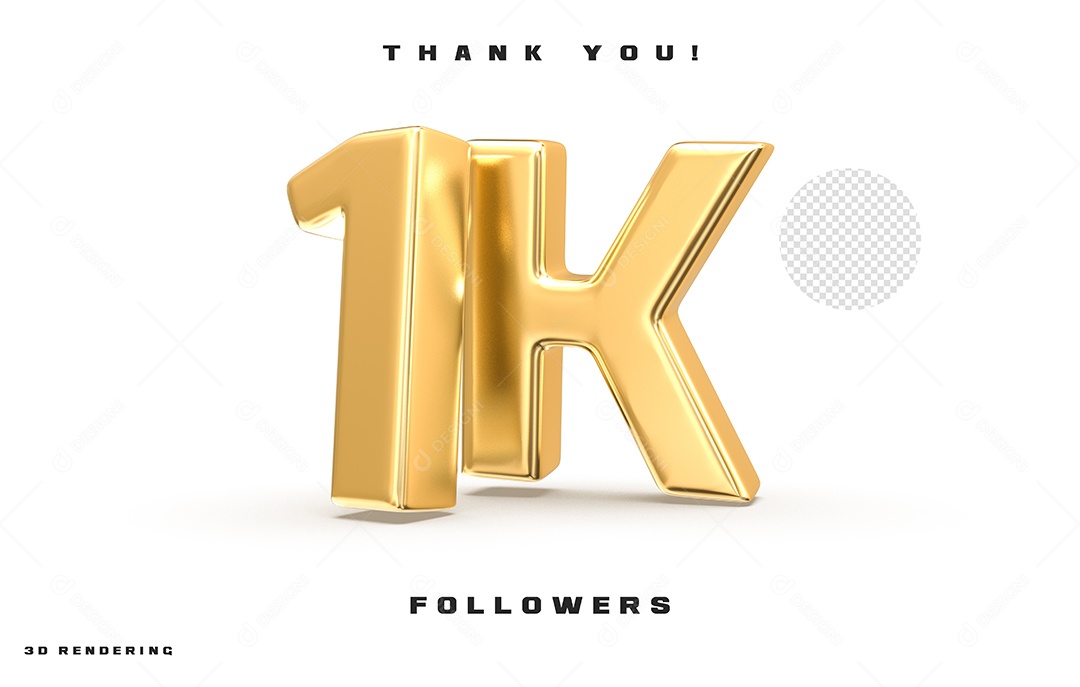 Texto 3D Para Composição 1K De Seguidores PSD
