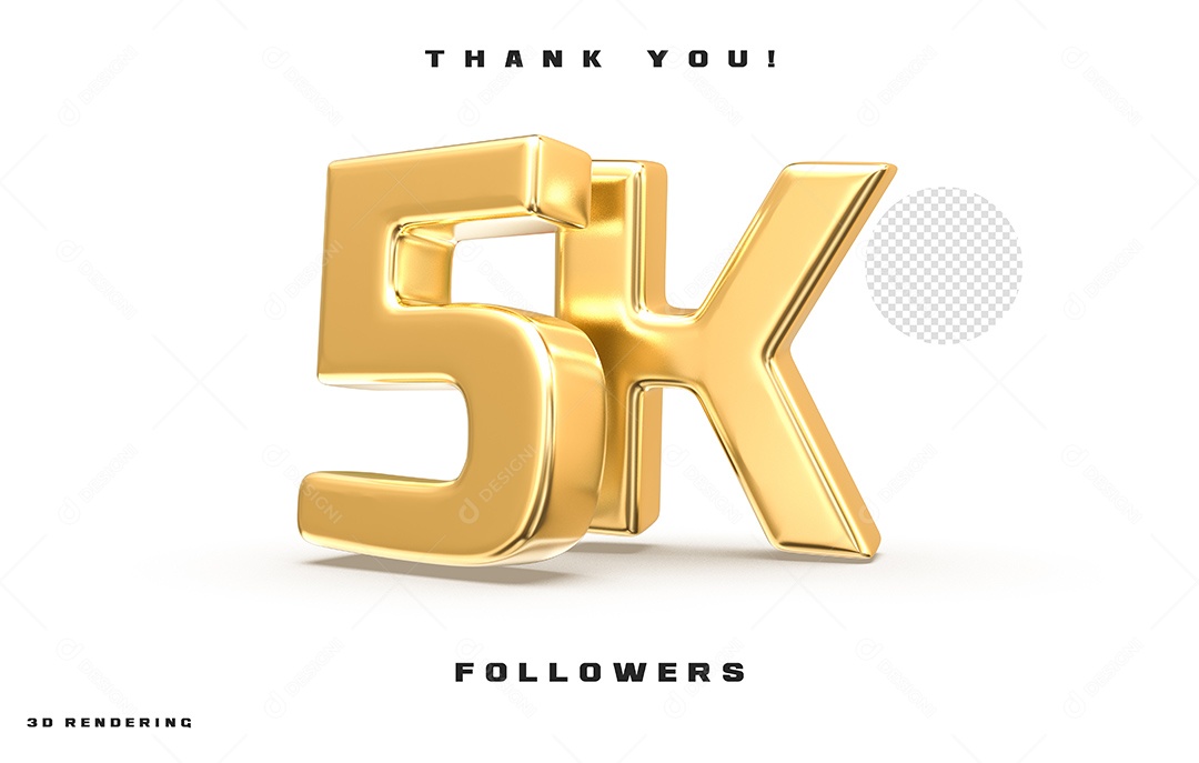 Texto 3D Para Composição 5K De Seguidores PSD