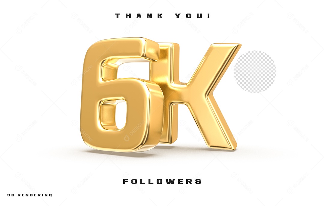 Texto 3D Para Composição 6K De Seguidores PSD