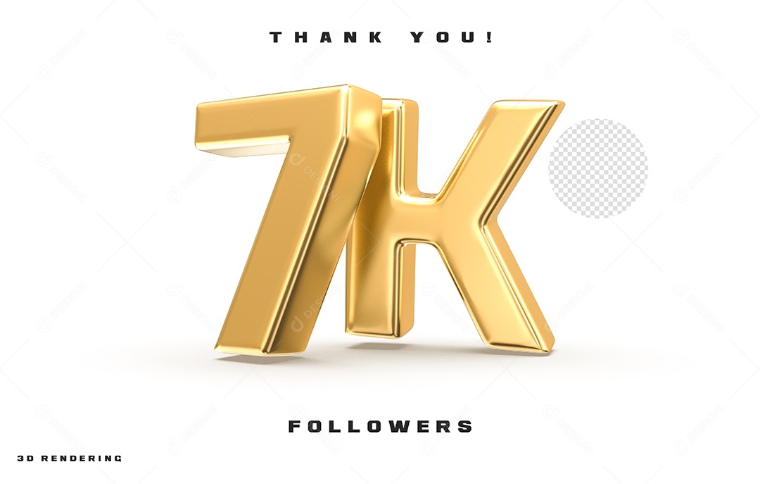 Texto 3D Para Composição 7K De Seguidores PSD