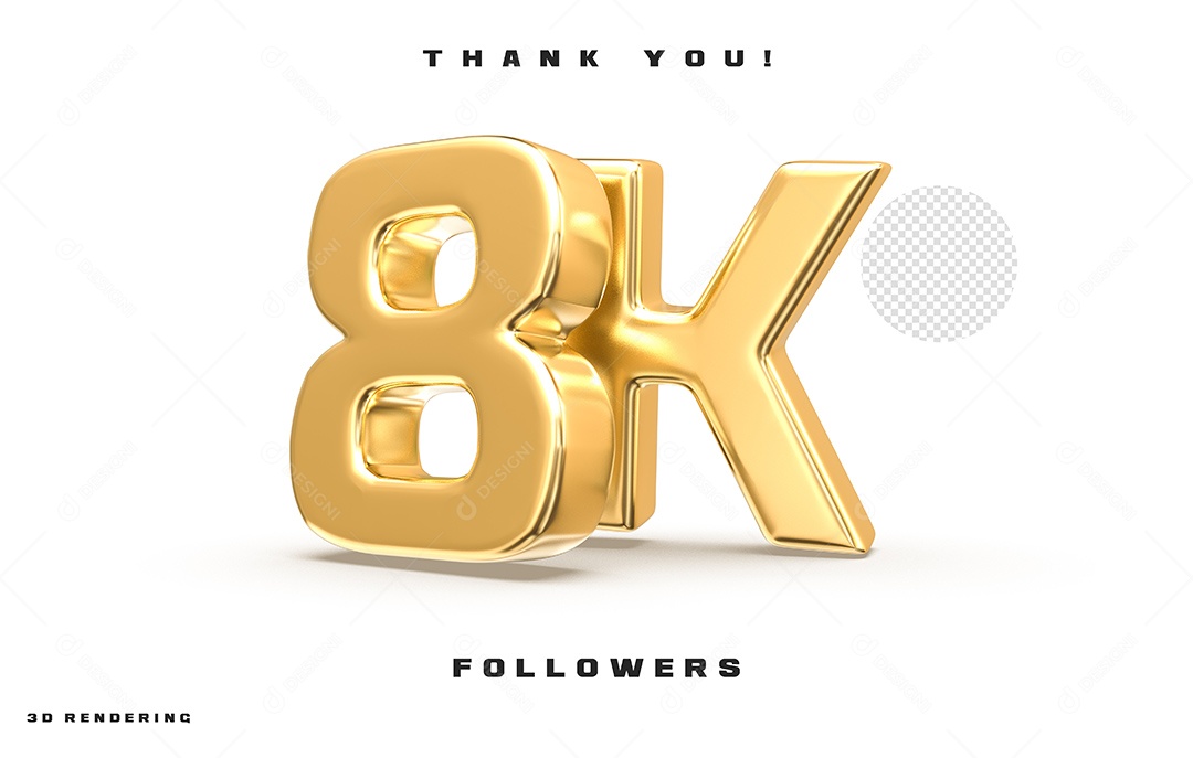 Texto 3D Para Composição 8K De Seguidores PSD