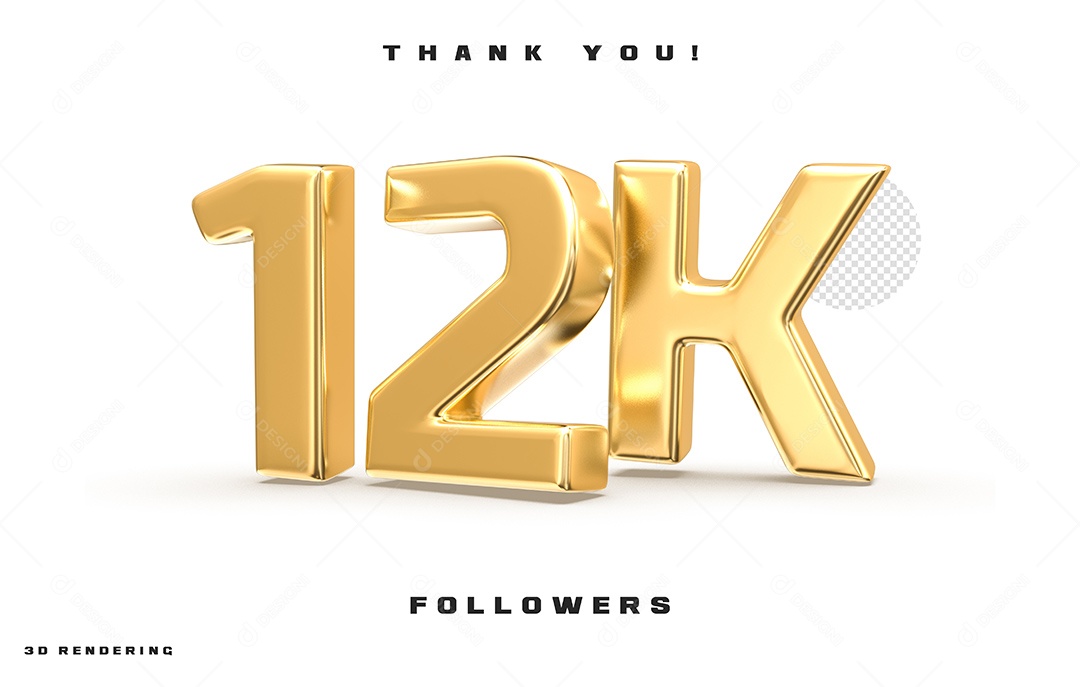 3D Text For 12K Composition Of Followers PSD