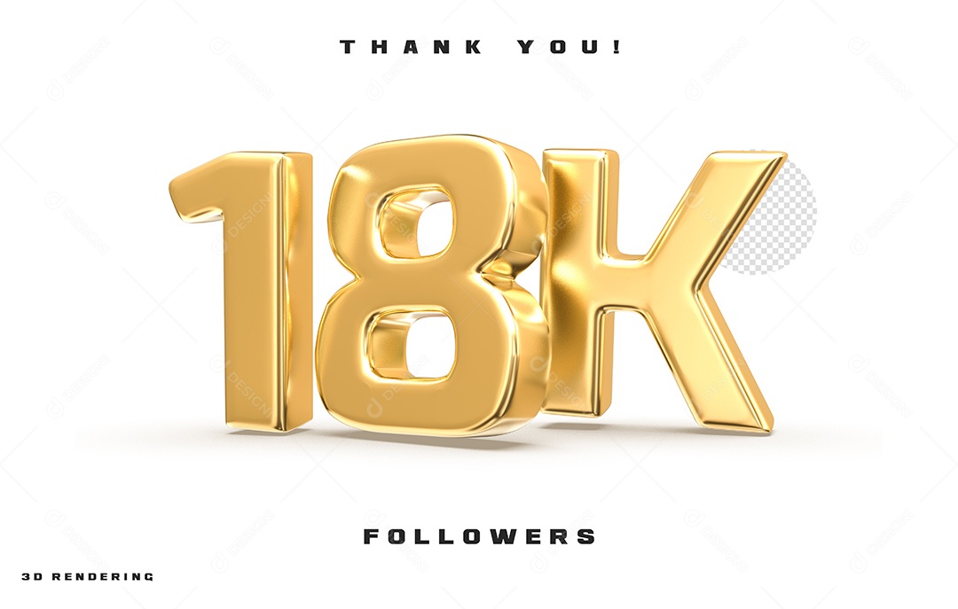 Texto 3D Para Composição 18K De Seguidores PSD
