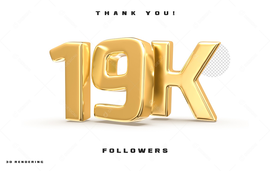 Texto 3D Para Composição 19K De Seguidores PSD